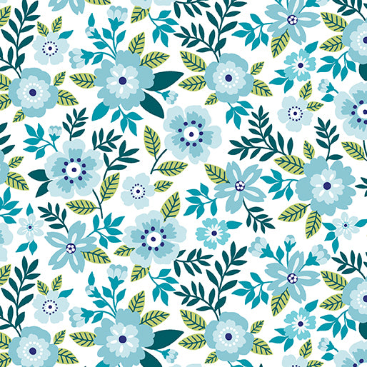 benartex | patchworkstoff | seaside garden | asters aquamarine