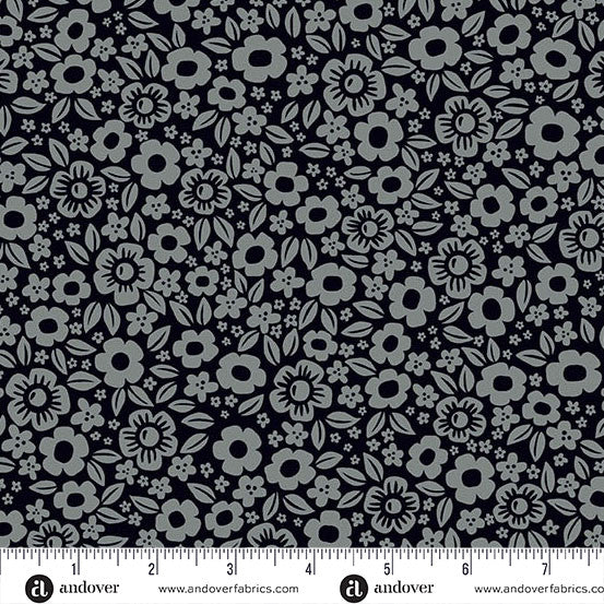 andover | patchworkstoff | ghostly garden | floral fright black