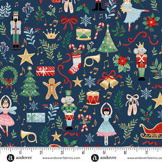 makower uk | patchworkstoff | the nutcracker | fairytale blue - floydthefox
