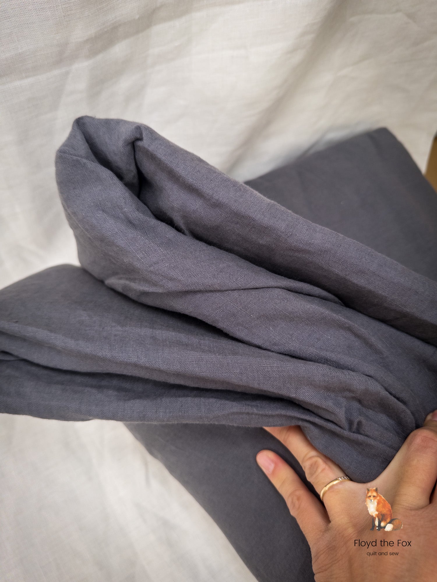 lino volpe | stone-washed len z Apulii | extra-szeroki | grisaglia