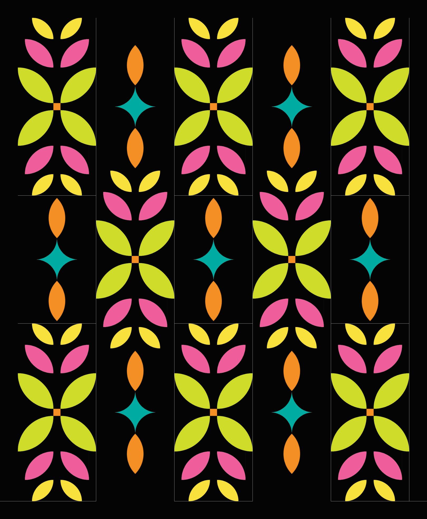 quiltkit | heck.yes.sew.co | flora fields | neon marker
