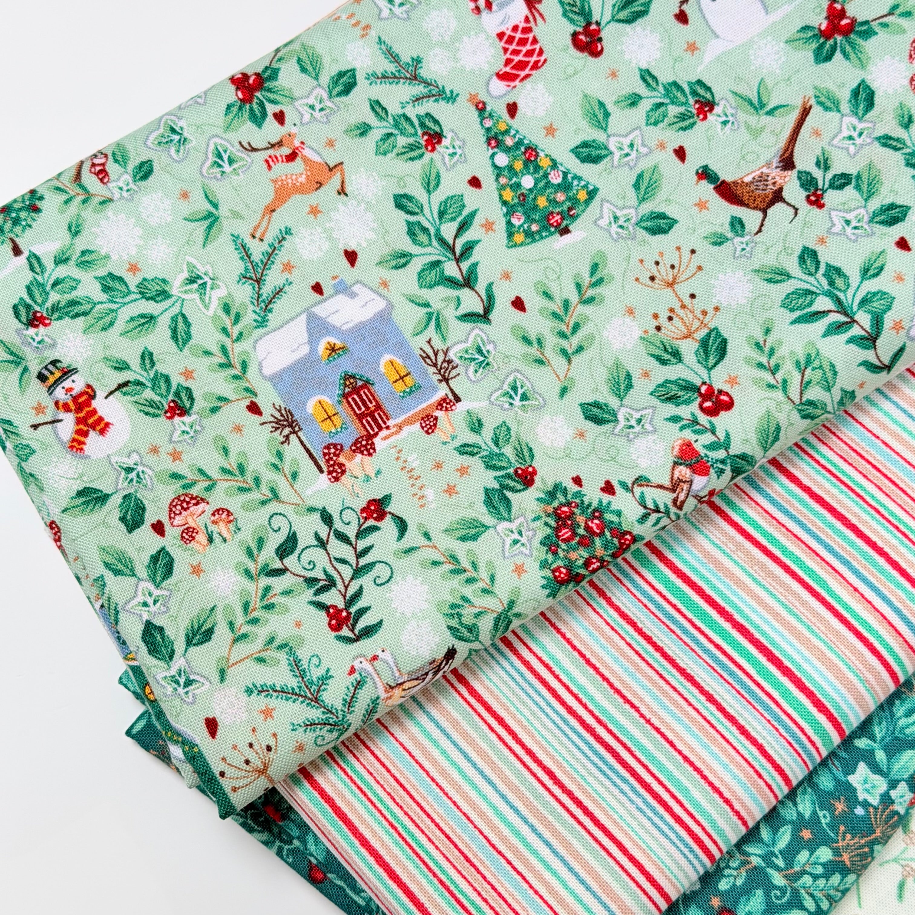 makower uk | patchworkstoff | country christmas | cottages green