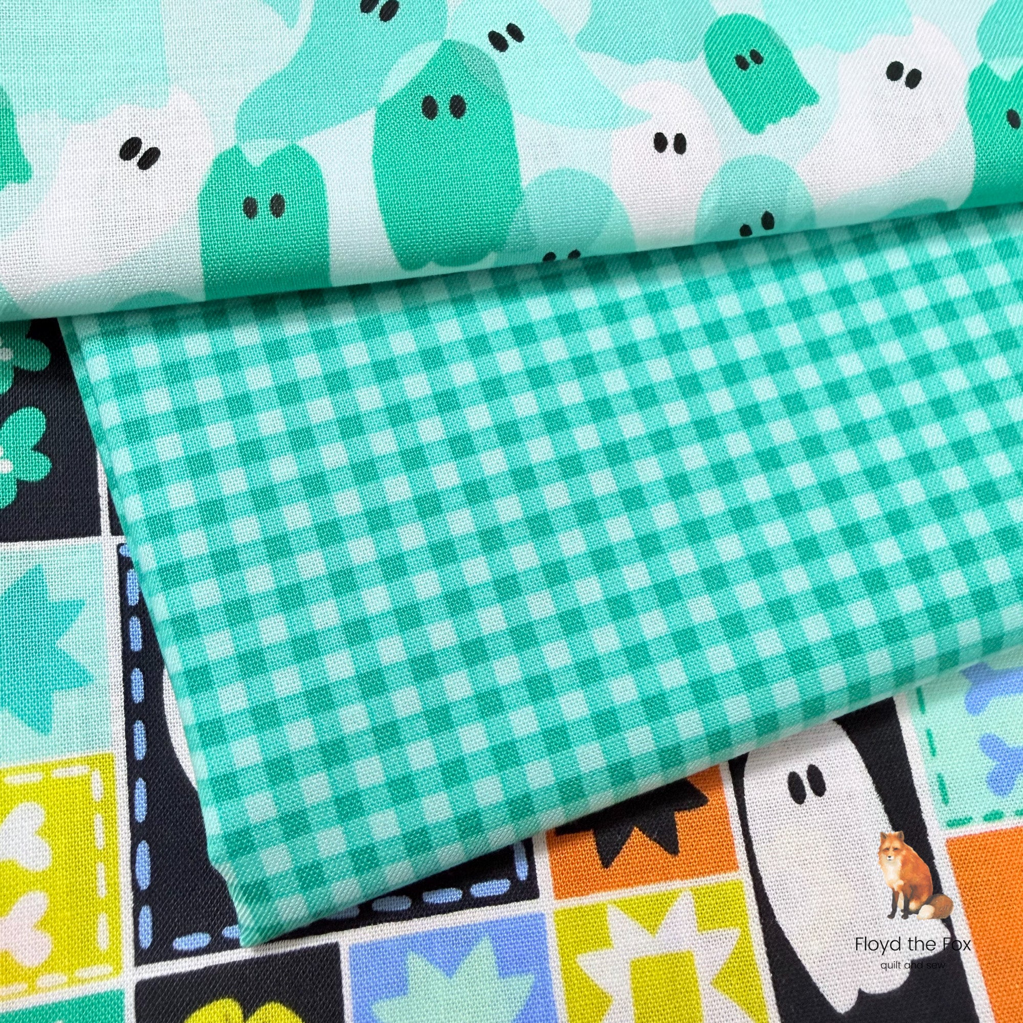 andover | patchworkstoff | ghostly garden | bitty gingham aqua