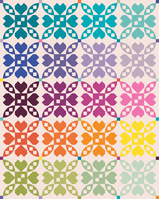 quiltkit | mija handmade | folk hearts quilt kit - floydthefox