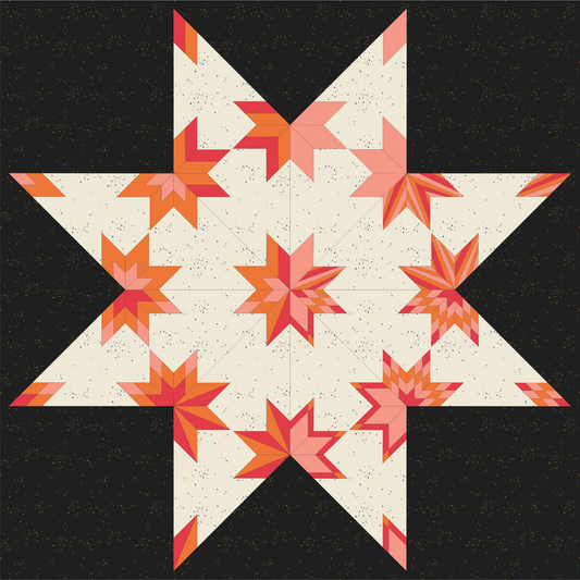 quiltkit | plains and pine quilts | combo star BOM | pinks and oranges