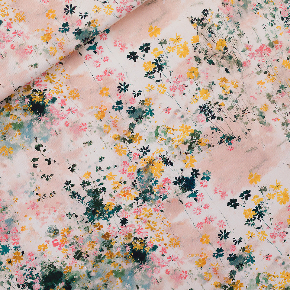 rendez-vous à six heures | gabardine sergée en toile de coton - jardin céleste