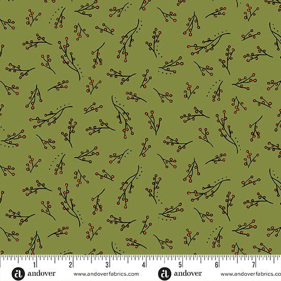 andover fabrics | patchworkstoff | harvest home | harvest berries olive - floydthefox