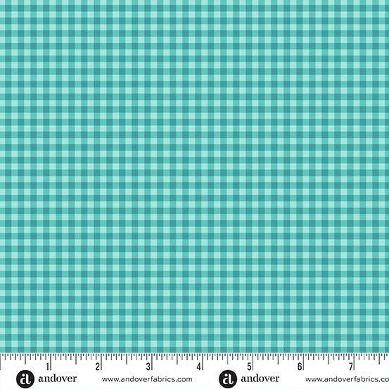 andover | patchworkstoff | ghostly garden | bitty gingham aqua - floydthefox