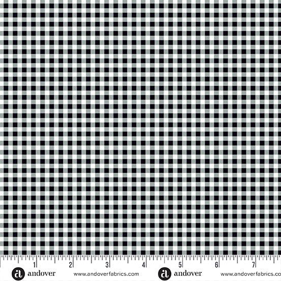 andover | patchworkstoff | ghostly garden | bitty gingham black - floydthefox
