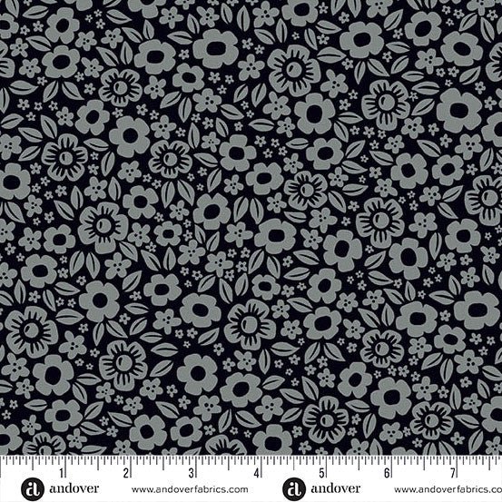 andover | patchworkstoff | ghostly garden | floral fright black - floydthefox
