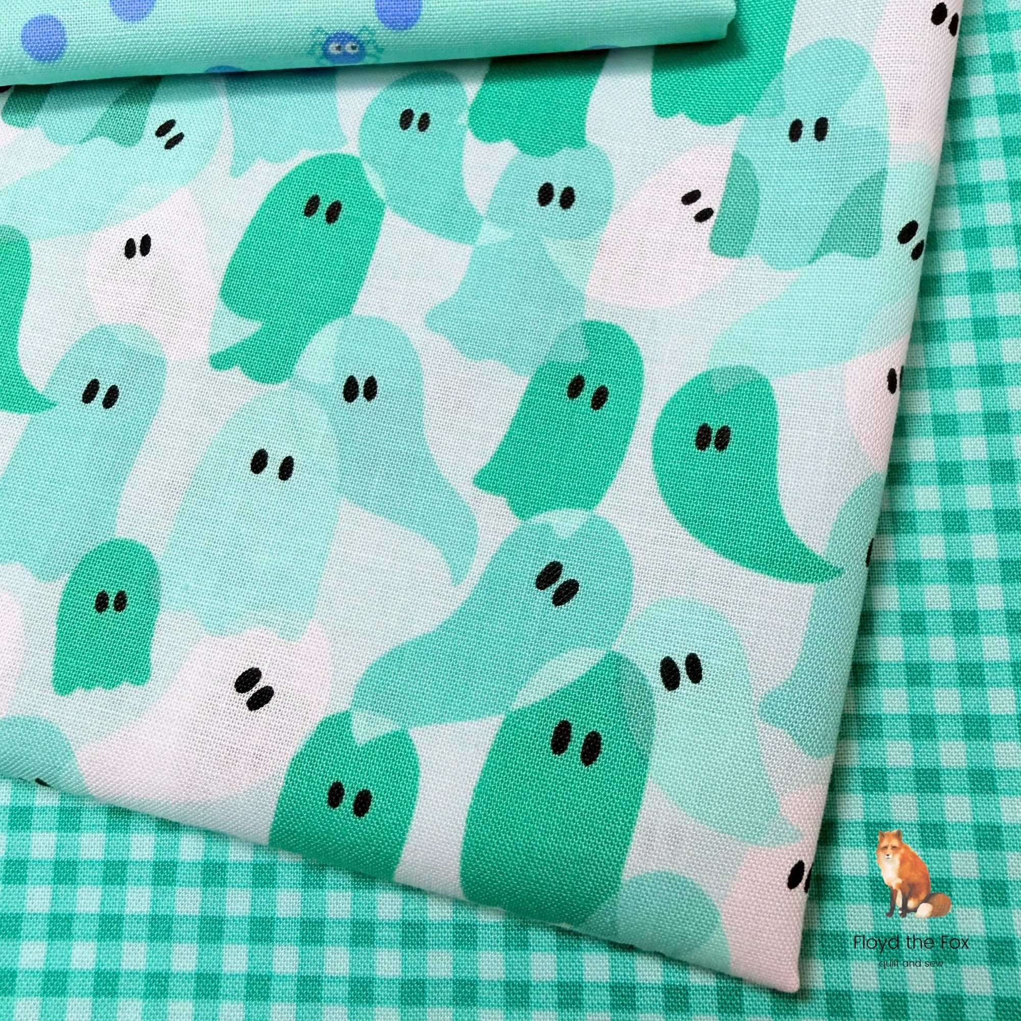 andover | patchworkstoff | ghostly garden | ghost party aqua - floydthefox