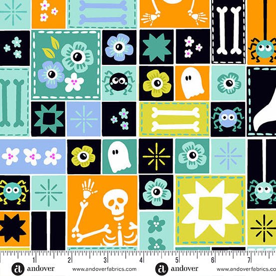 andover | patchworkstoff | ghostly garden | sew spooky aqua - floydthefox