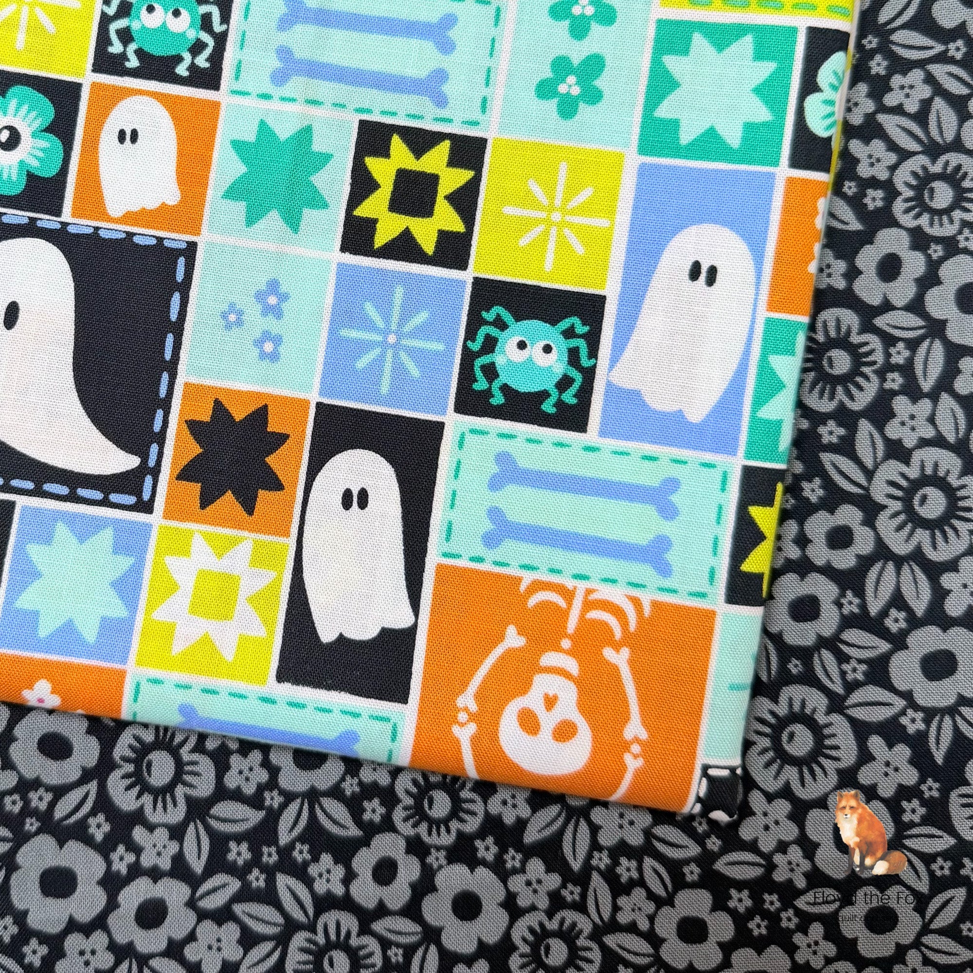 andover | patchworkstoff | ghostly garden | sew spooky aqua - floydthefox