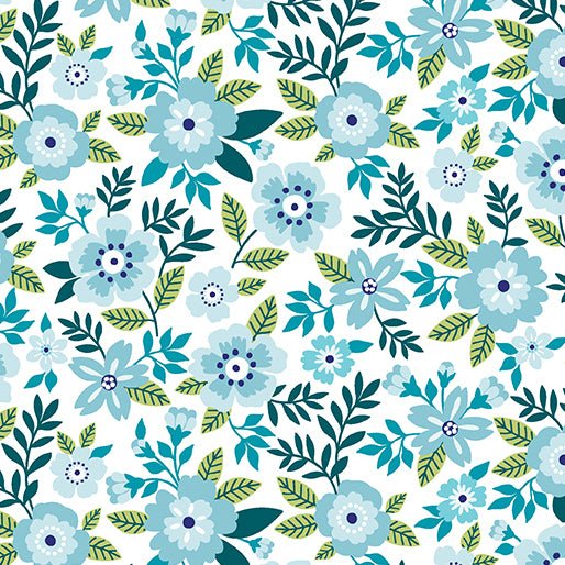benartex | patchworkstoff | seaside garden | asters aquamarine - floydthefox