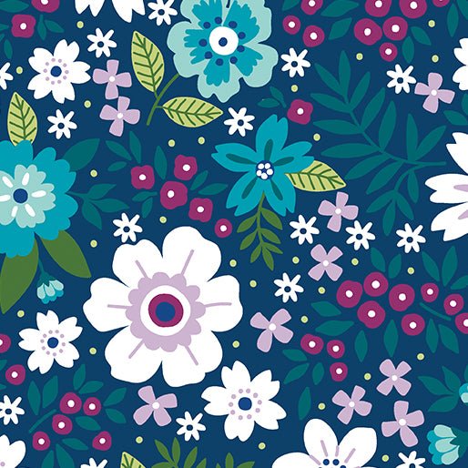 benartex | patchworkstoff | seaside garden | cottage garden cobalt - floydthefox