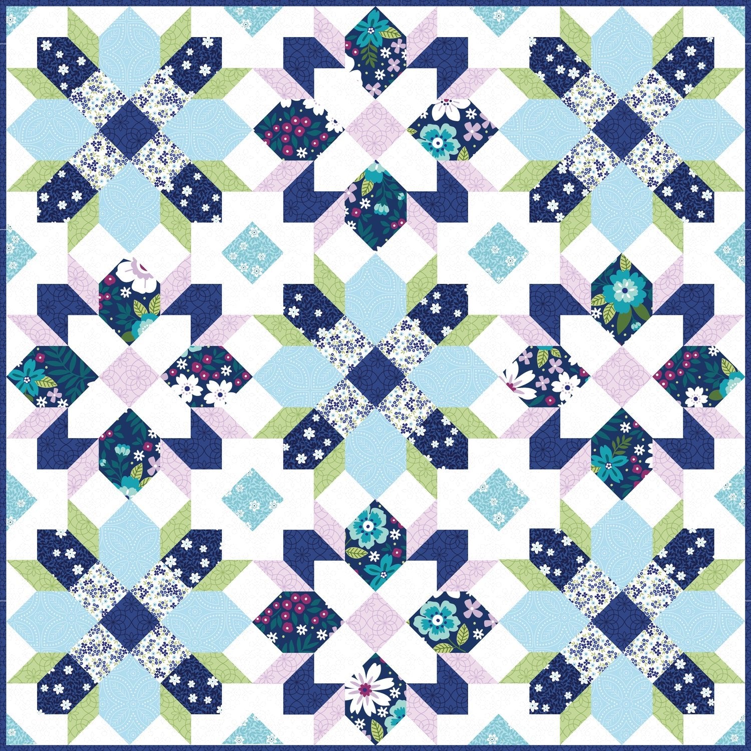 benartex | patchworkstoff | seaside garden | heather cobalt - floydthefox