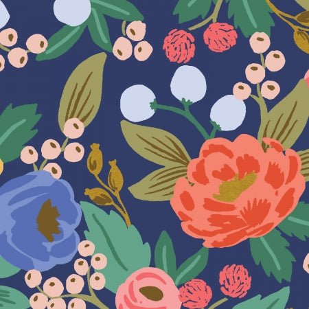 cotton+steel | rifle paper | canvas | vintage garden | blue metallic - floydthefox