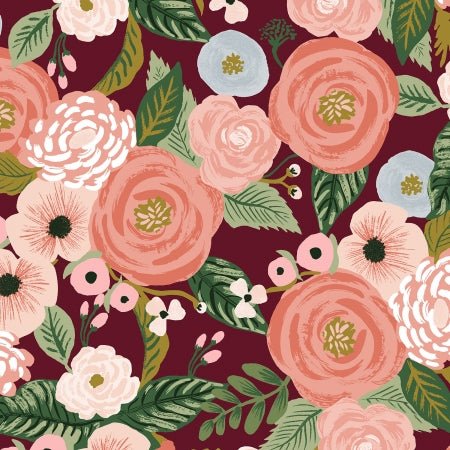 cotton+steel | rifle paper co | canvas | garden party | juliet rose burgundy - floydthefox