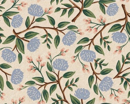 cotton+steel | rifle paper co | canvas | wildwood | peonies unbleached - floydthefox