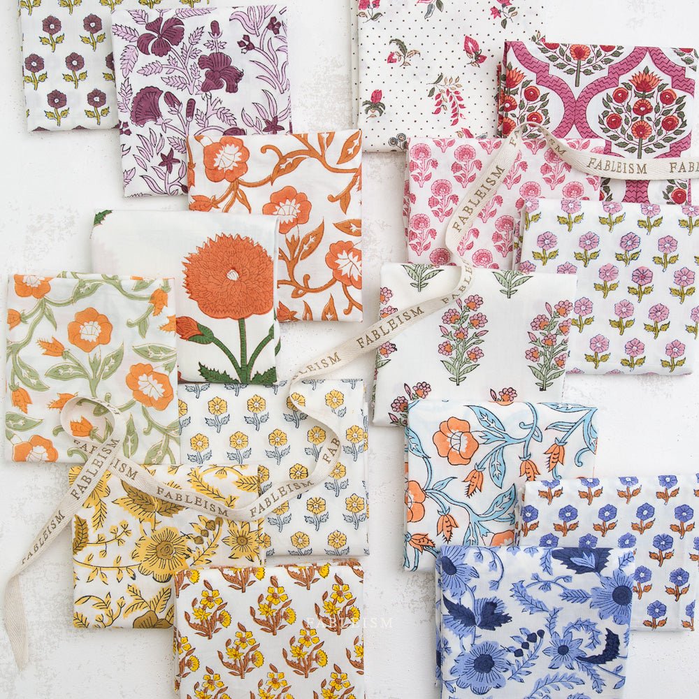 fableism supply co | indian block prints cottage | 16 pieces fq bundle cottage - floydthefox