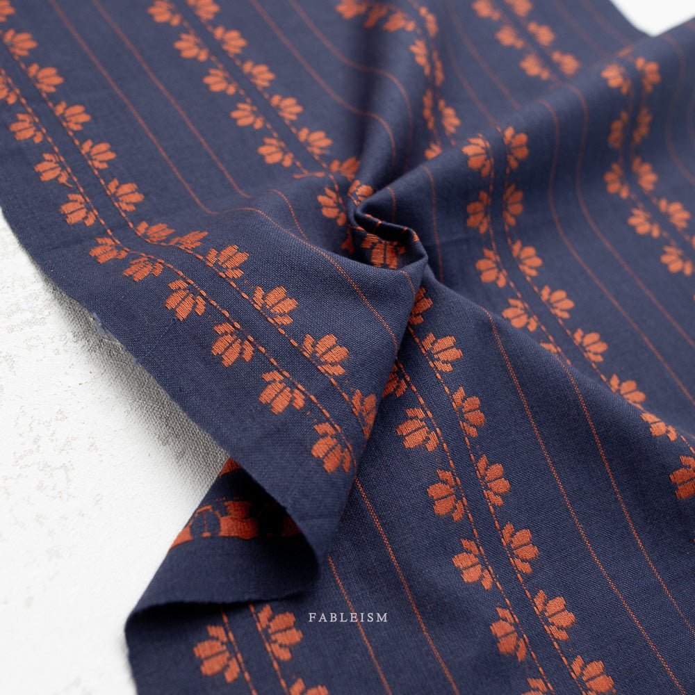 fableism supply co. | patchworkstoff | fine & dandy | deco stripe in navy/spice - floydthefox