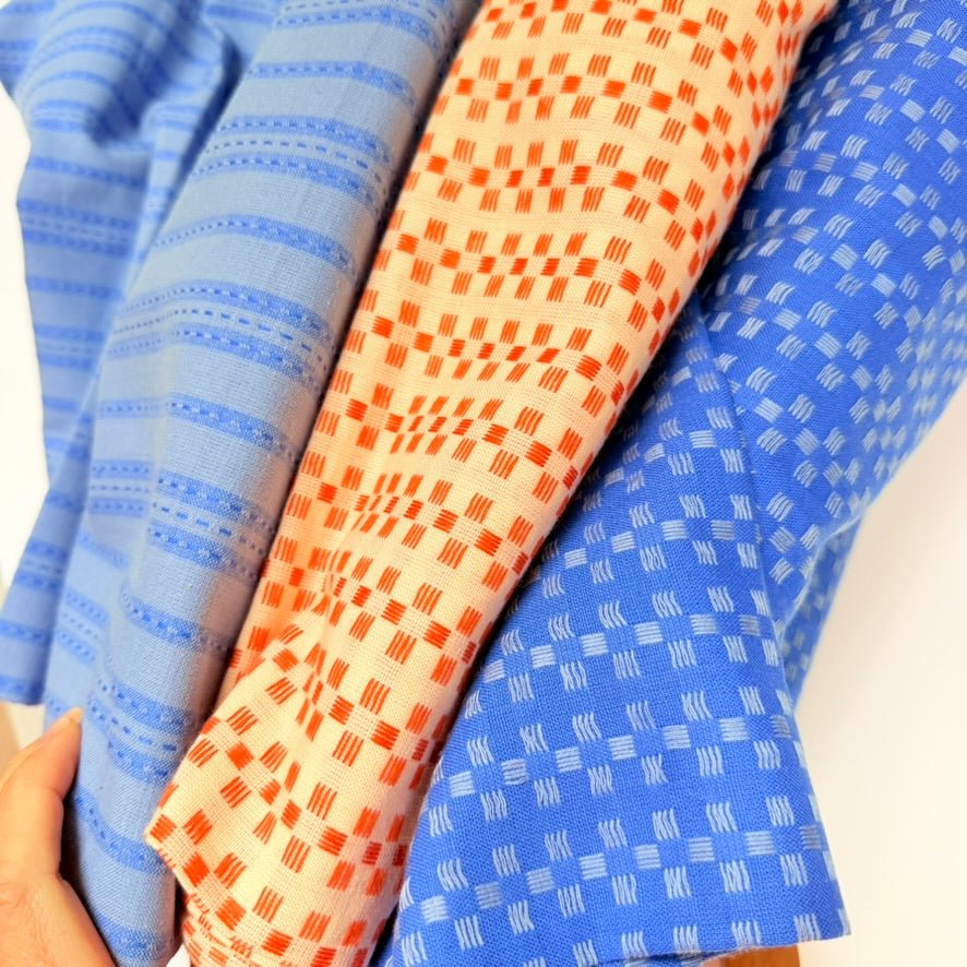 fableism supply co. | patchworkstoff | fine & dandy | stitch stripe in blue - floydthefox