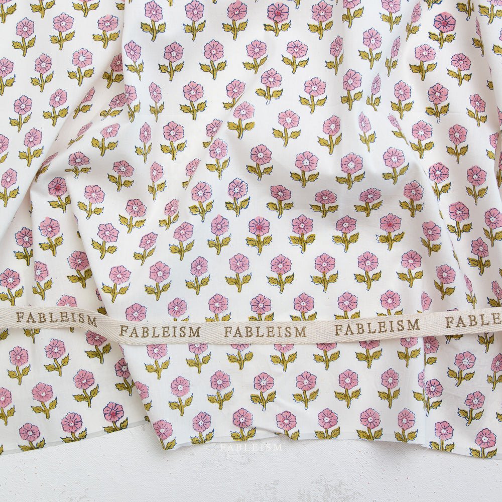 fableism supply co | patchworkstoff | indian block prints cottage | flowerling pink - floydthefox