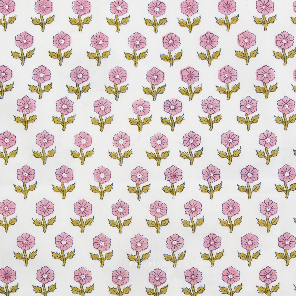fableism supply co | patchworkstoff | indian block prints cottage | flowerling pink - floydthefox