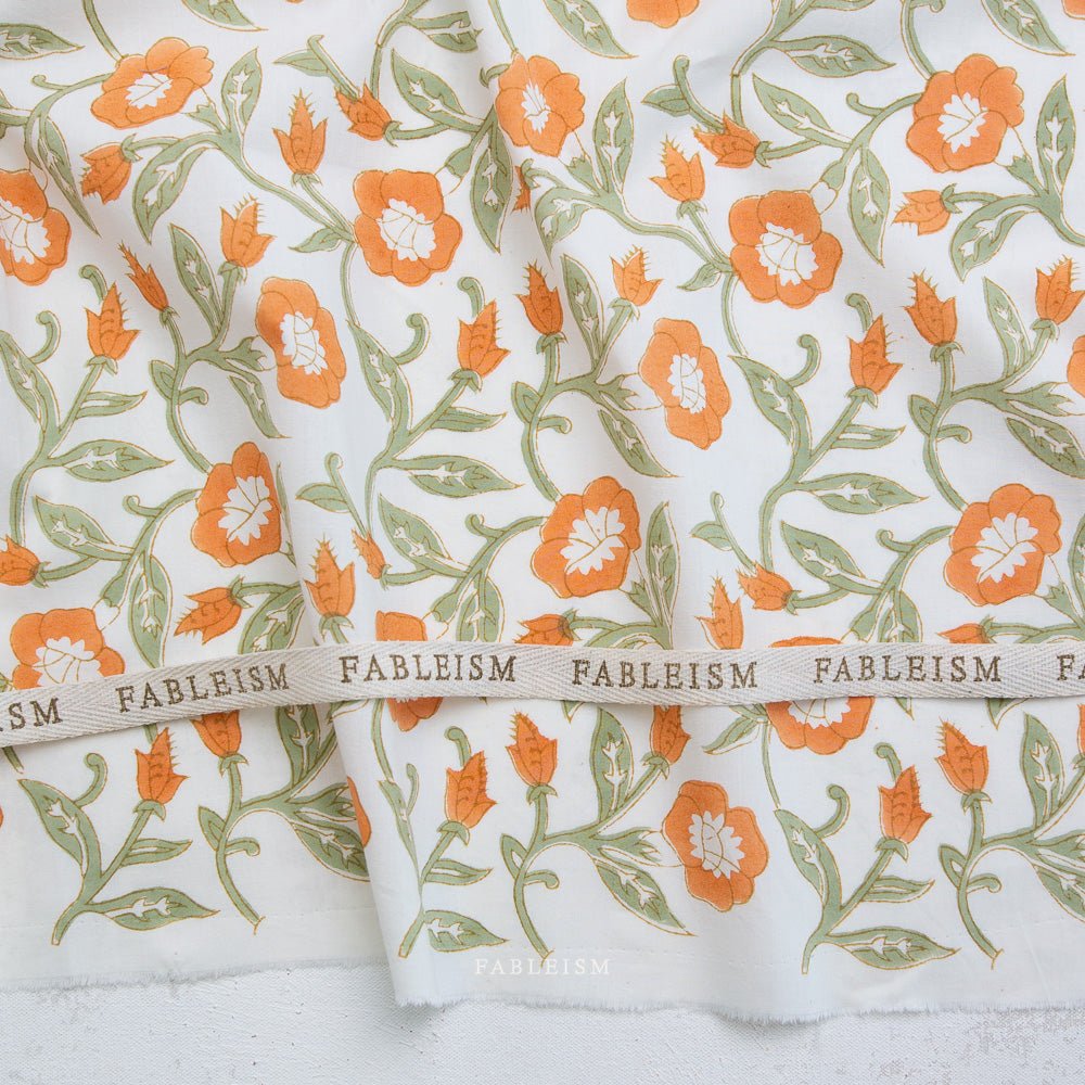 fableism supply co | patchworkstoff | indian block prints cottage | trumpet vines sage - floydthefox