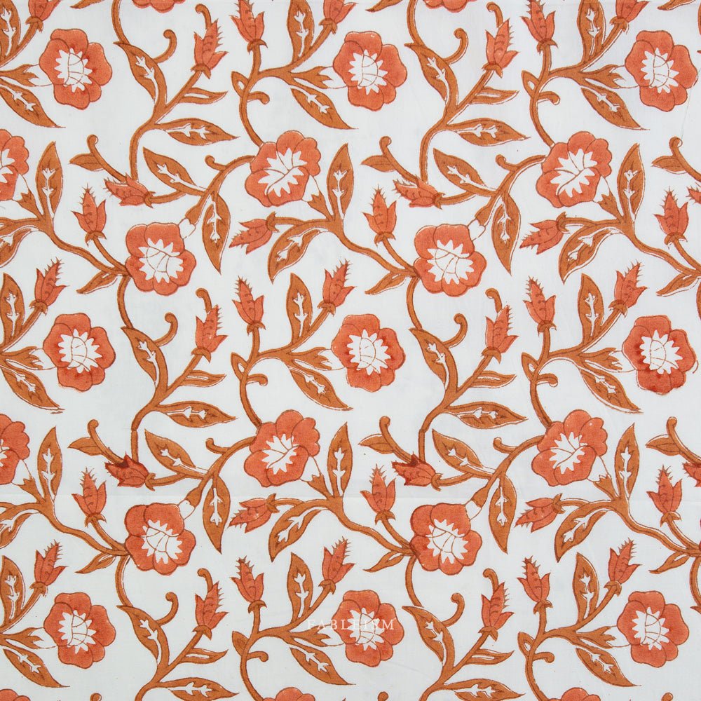 fableism supply co | patchworkstoff | indian block prints cottage | trumpet vines sienna - floydthefox