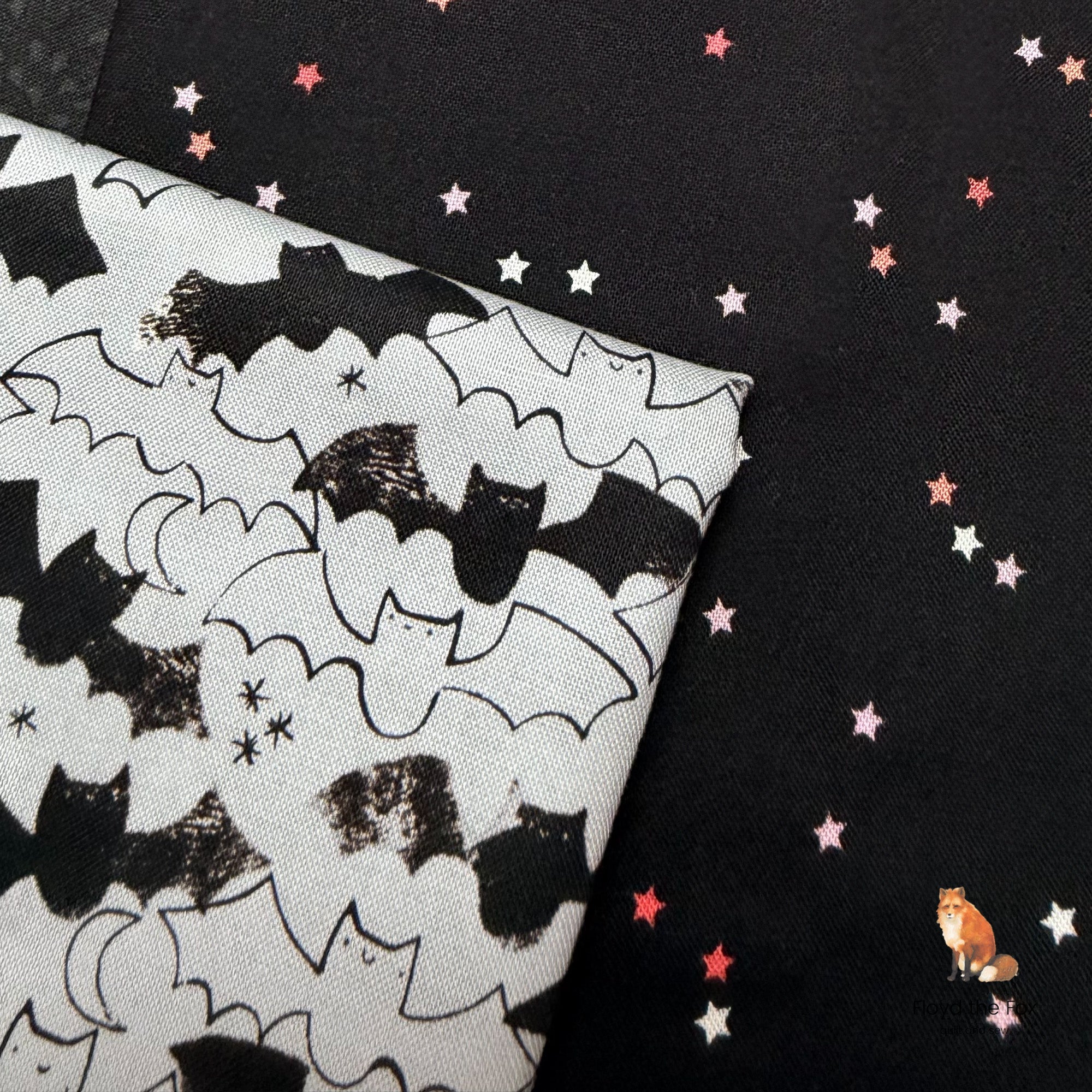 figo fabrics | patchworkstoff | sweet treats | bats black - floydthefox