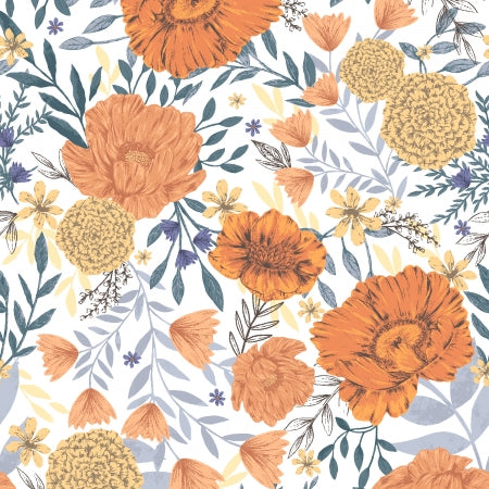 rjr fabrics | twilight meadows | lavish blooms sunset glow