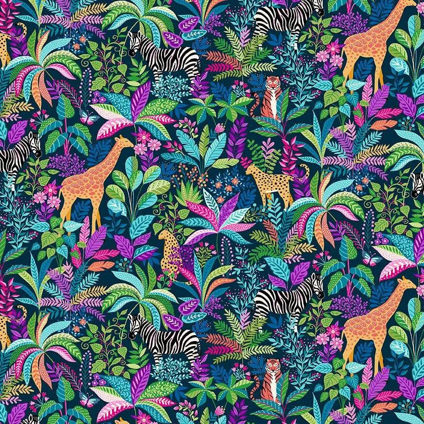 makower fabrics | tropica | wildlife blue - floydthefox