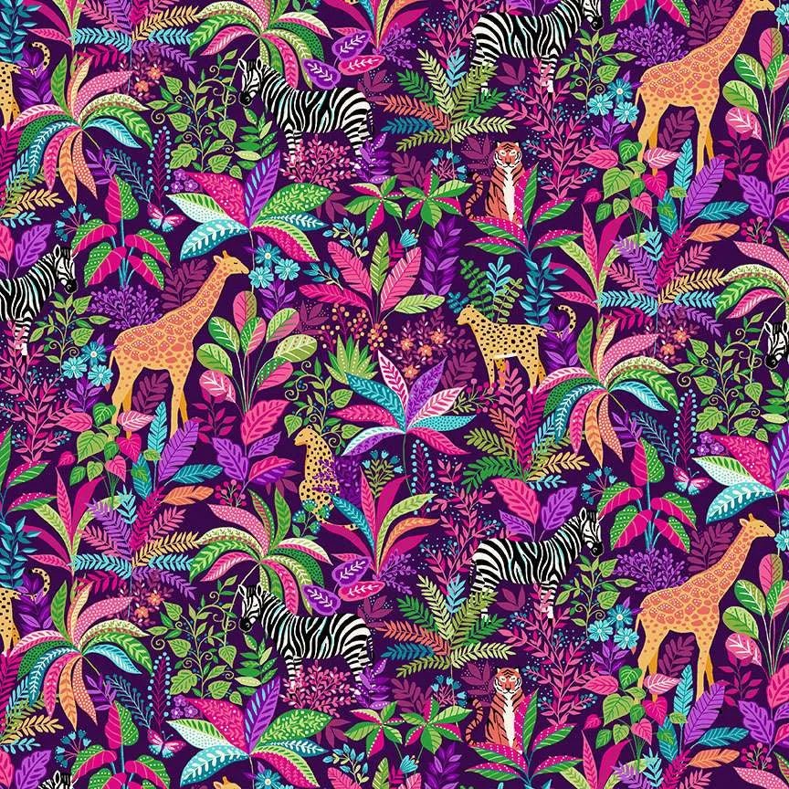 makower fabrics | tropica | wildlife purple - floydthefox