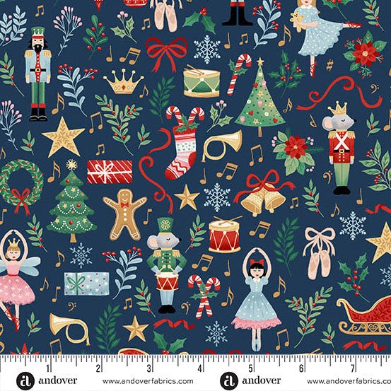 makower uk | patchworkstoff | the nutcracker | fairytale blue - floydthefox