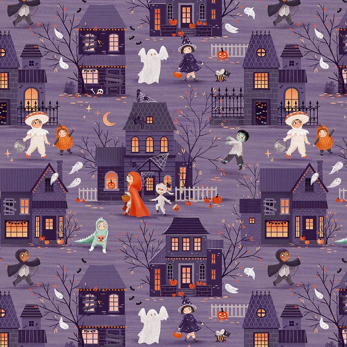 paintbrush studio fabrics | starlight spooks | halloween night | purple - floydthefox