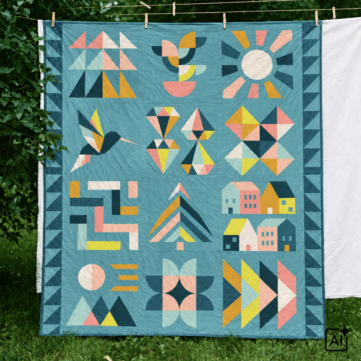 quiltkit | eudaimonia studio | hand + soul 2027 block of the month | electric reef - floydthefox