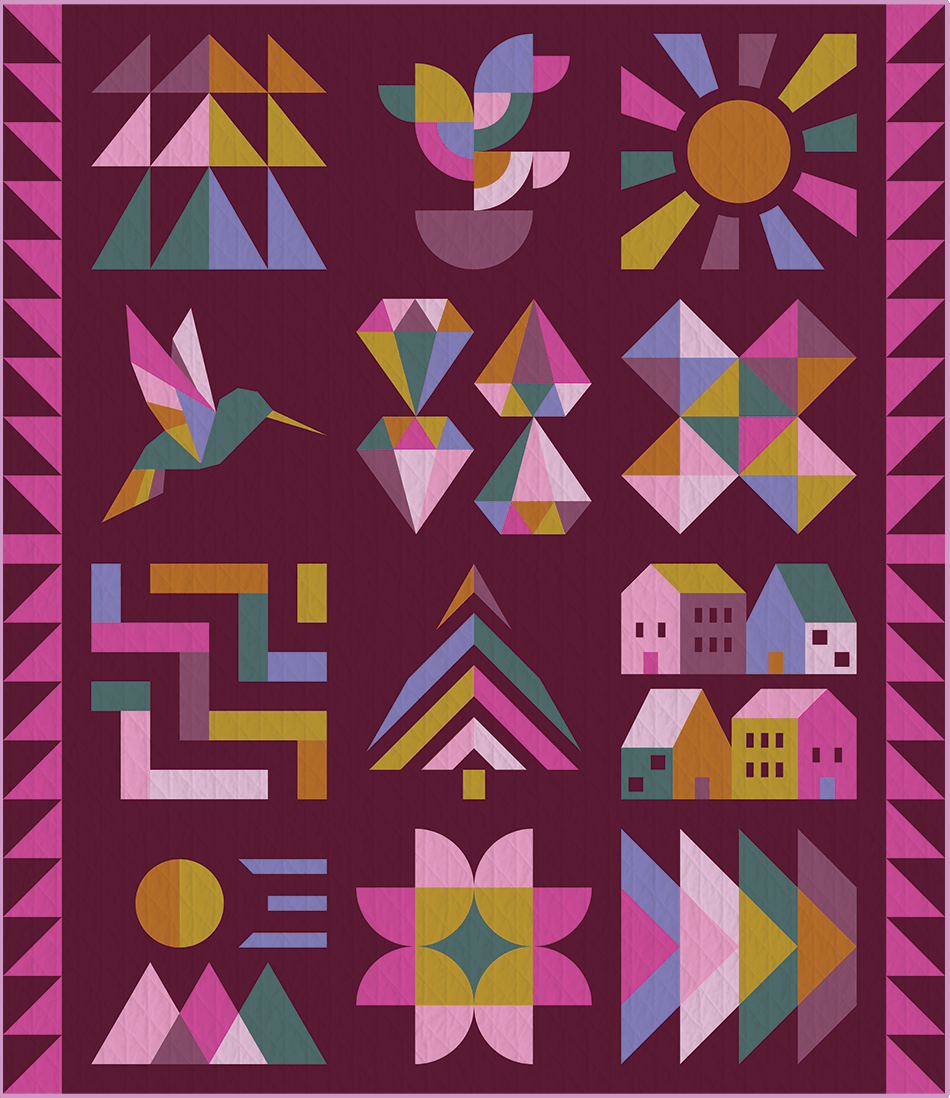 quiltkit | eudaimonia studio | hand + soul 2027 block of the month | jewel grotto - floydthefox