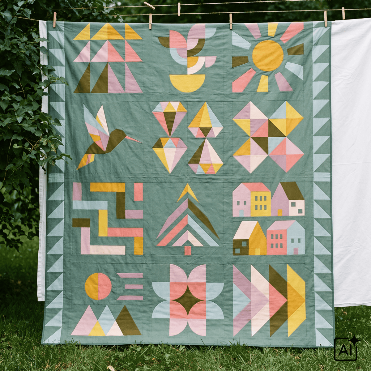 quiltkit | eudaimonia studio | hand + soul 2027 block of the month | mossy grove - floydthefox