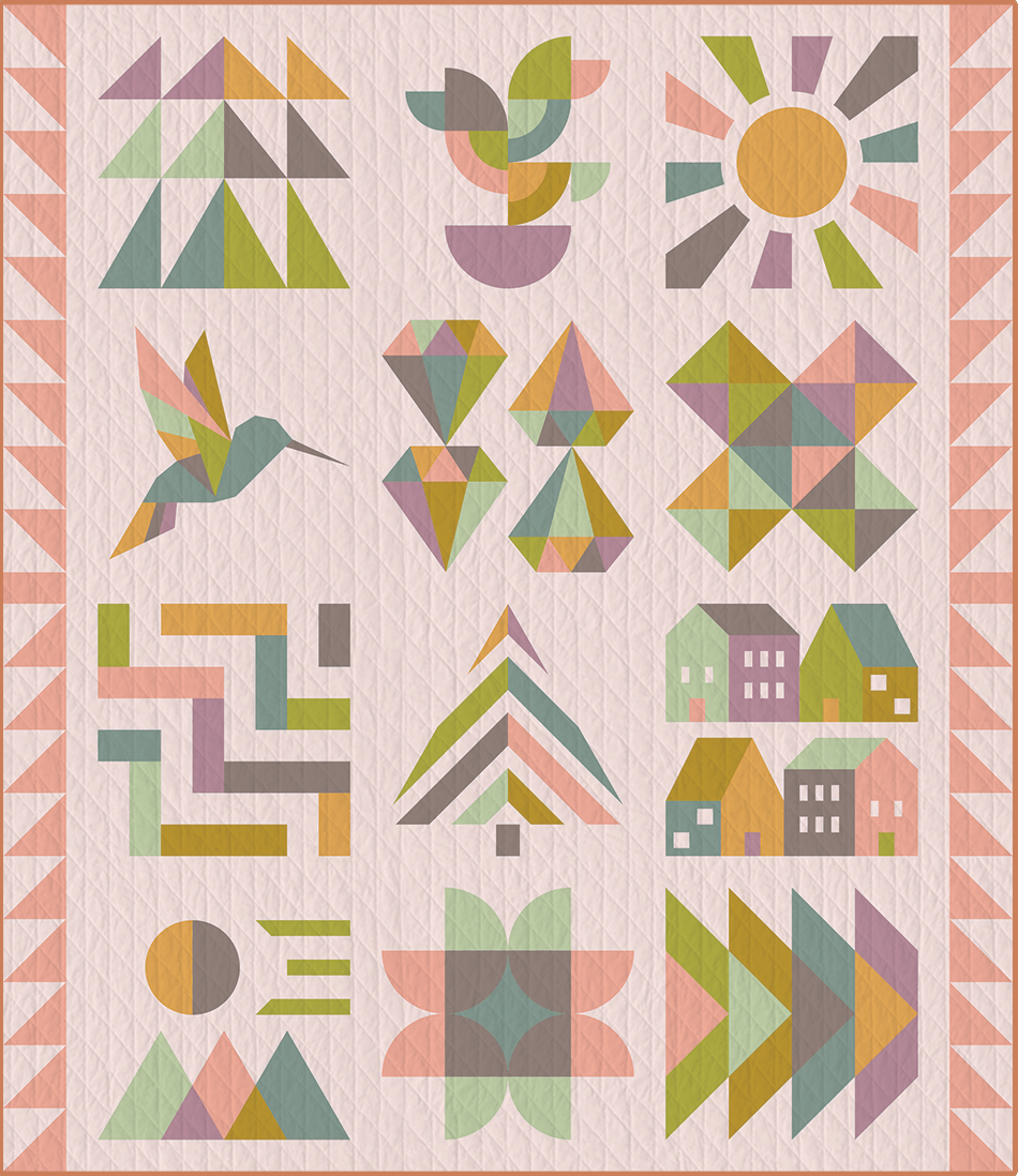 quiltkit | eudaimonia studio | hand + soul 2027 block of the month | summer meadow - floydthefox