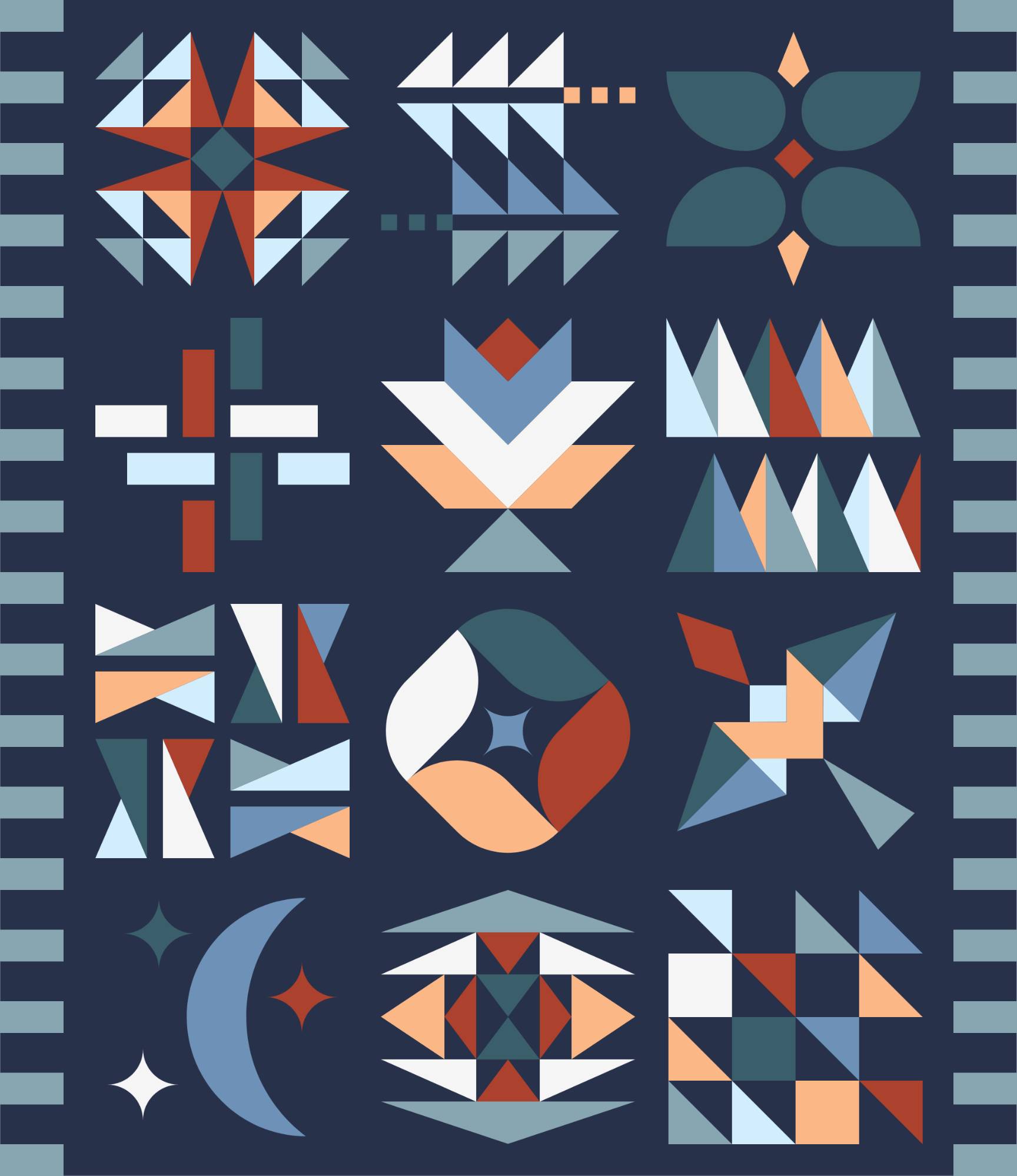 quiltkit | eudaimonia studio | hand+soul bom 2026 | nordic boldness - floydthefox