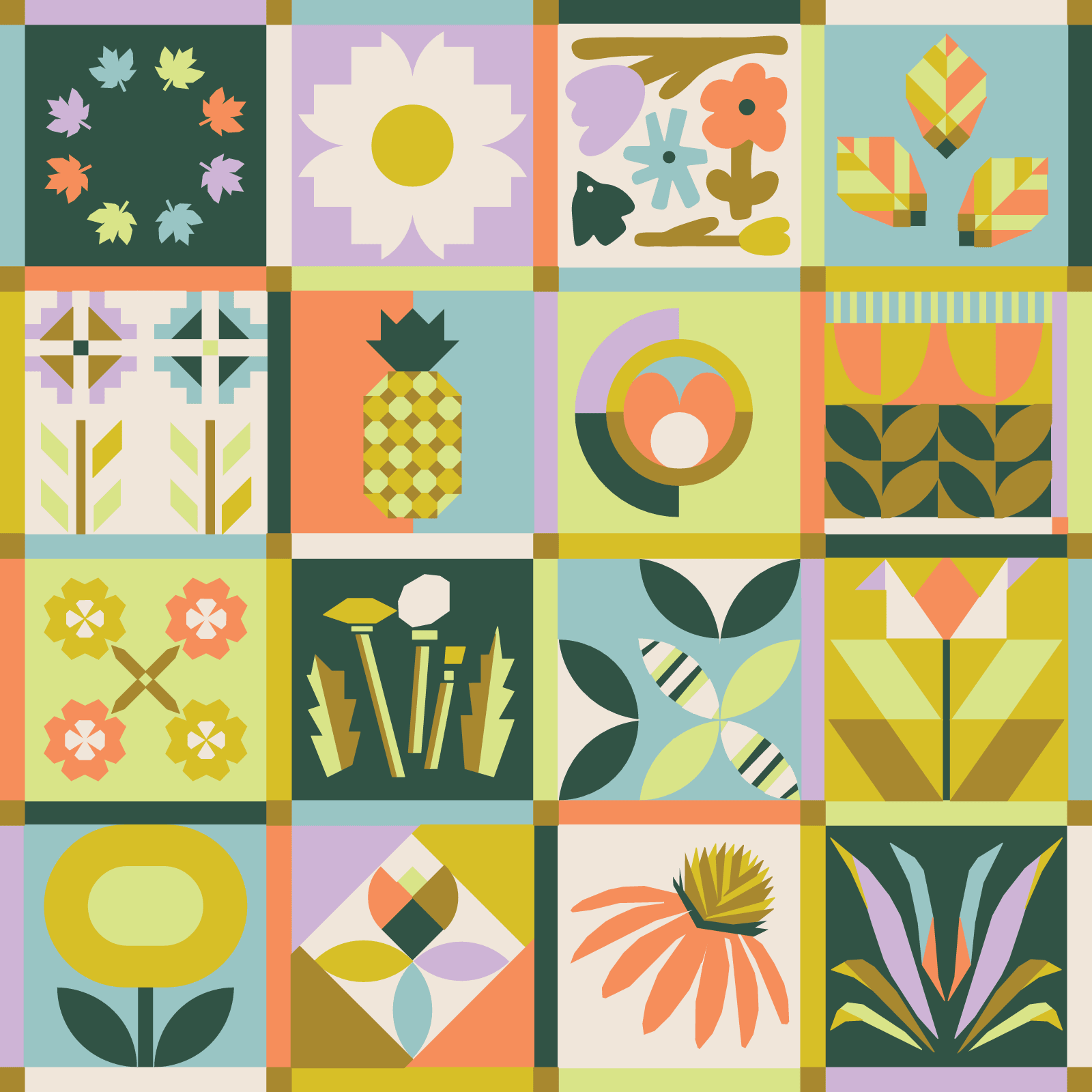 quiltkit | julia wachs designs | modern botanical sampler | cover - floydthefox