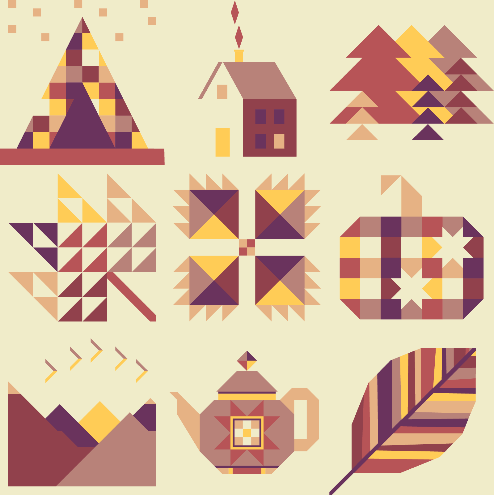 quiltkit | ninepatch collective | sweater weather sampler 2025 | maple sunset - floydthefox