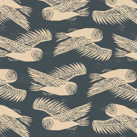 Reststück 80cm cotton+steel | canvas | twin hills | barn owl night - floydthefox