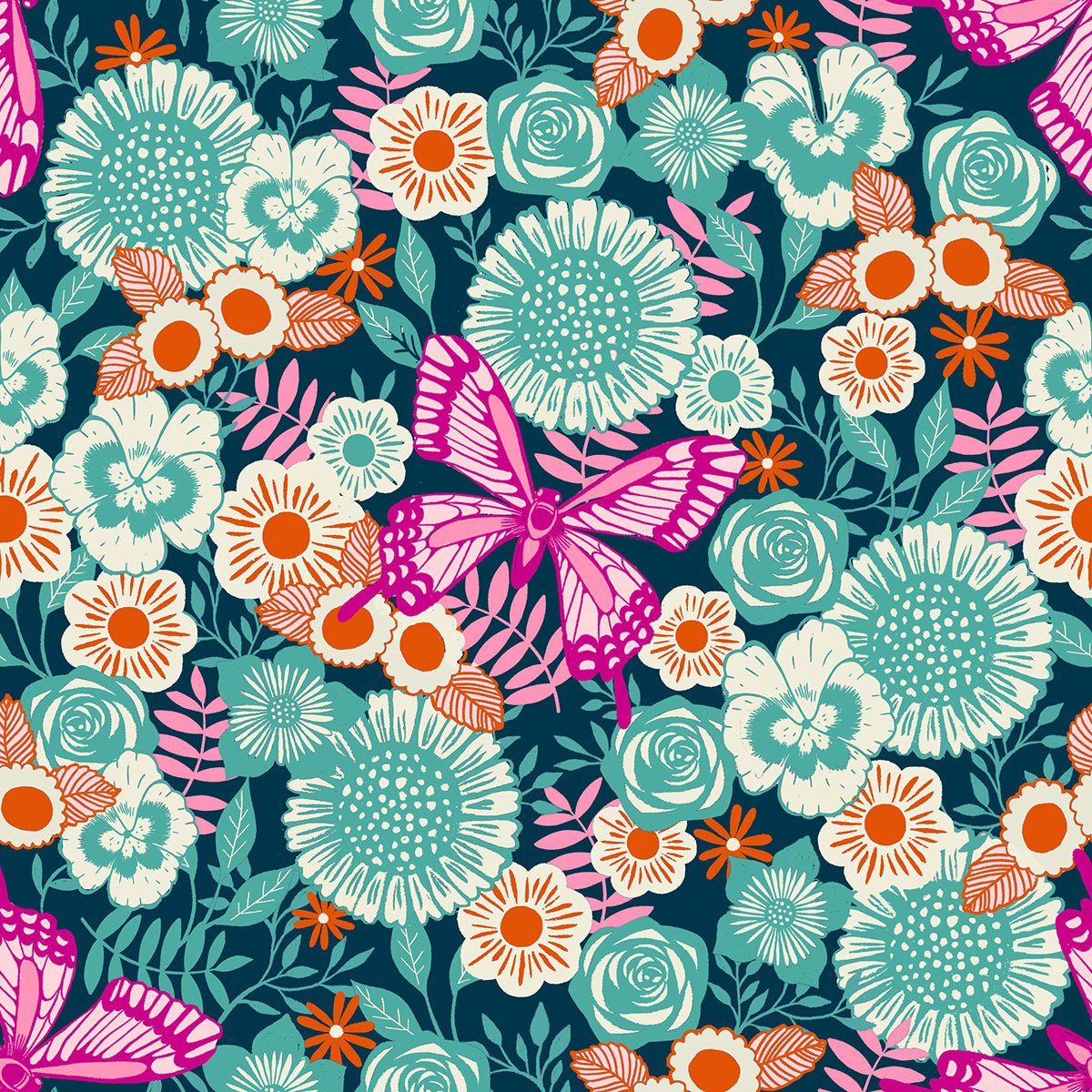 ruby star society | backyard | butterfly garden teal - floydthefox