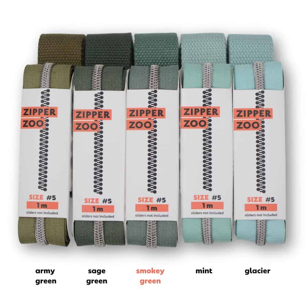 zipper zoo | endlos-reißverschluss | smokey green