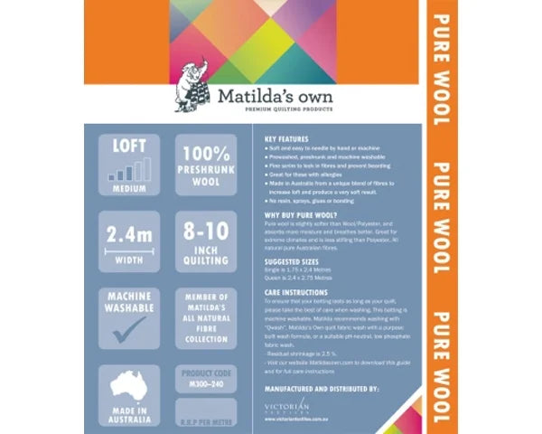 quiltvlies 240cm breit | matilda's own | wolle - pure wool