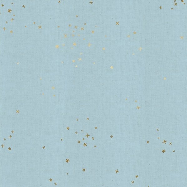 cotton+steel basics | freckles | baby blue unbleached metallic