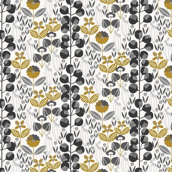 cotton+steel | pennycress garden | penny cress black metallic - floydthefox